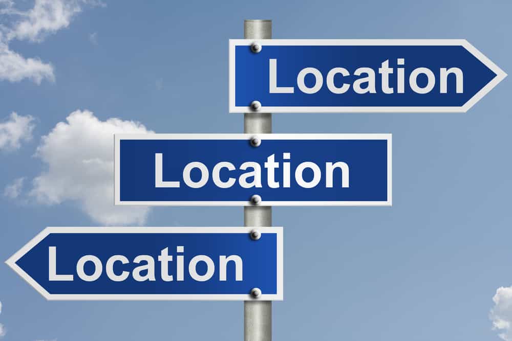 location location location three road signs